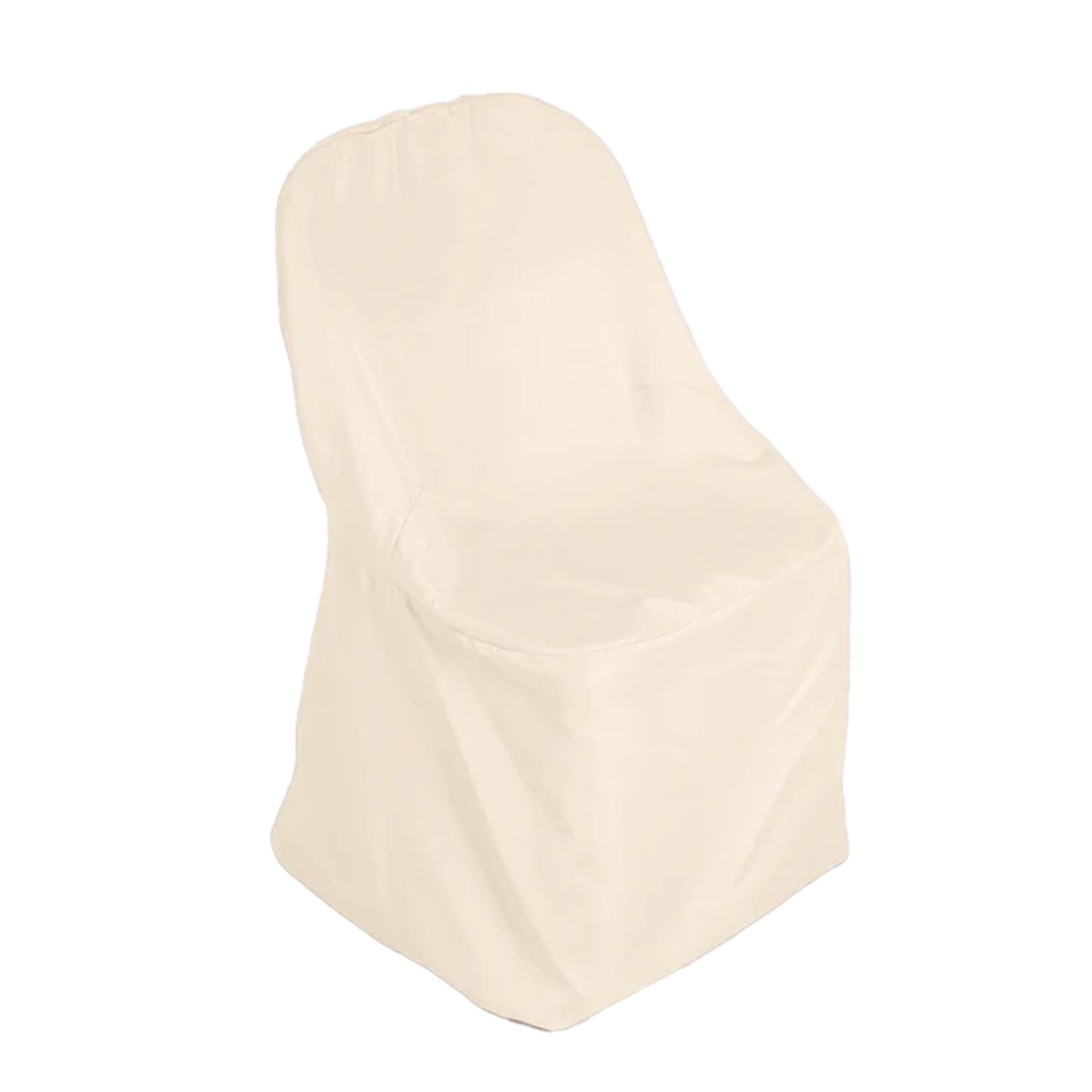 Beige Polyester Folding Round Chair Cover, Reusable Stain Resistant Chair Cover