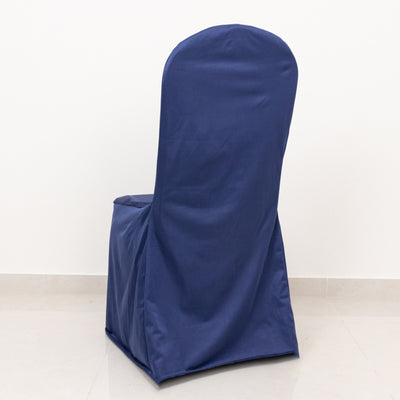 Elegant Navy Blue Stretch Slim Fit Scuba Banquet Chair Covers Elegant Navy Blue Stretch Slim Fit Scuba Banquet Chair Covers