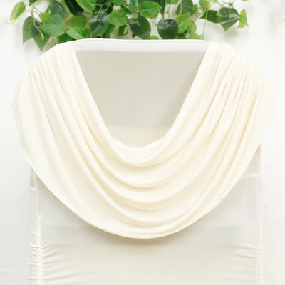 Ivory Spandex Folding Chair Cover, Ruched Swag Back Ivory Spandex Folding Chair Cover, Ruched Swag Back