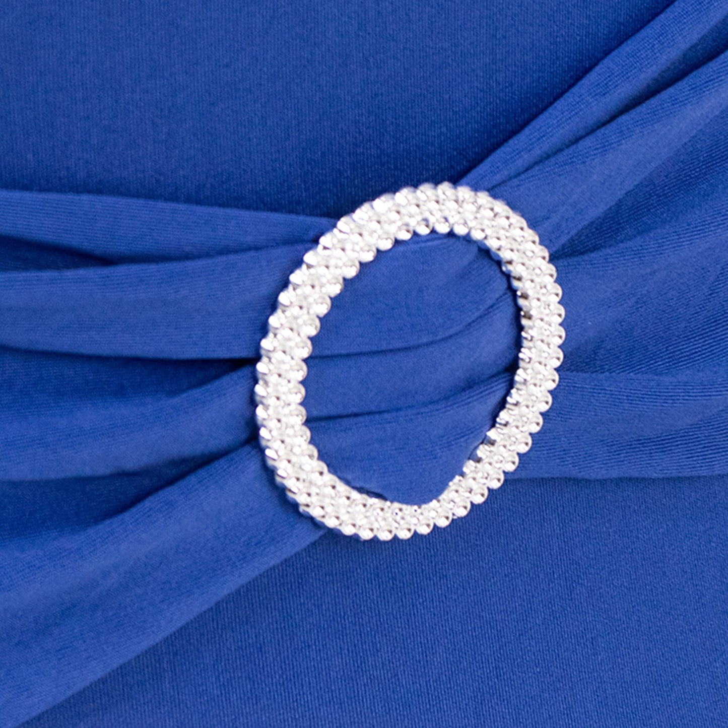 Royal Blue Spandex Chair Cover with Silver Rhinestone Buckle #whtbkgd
