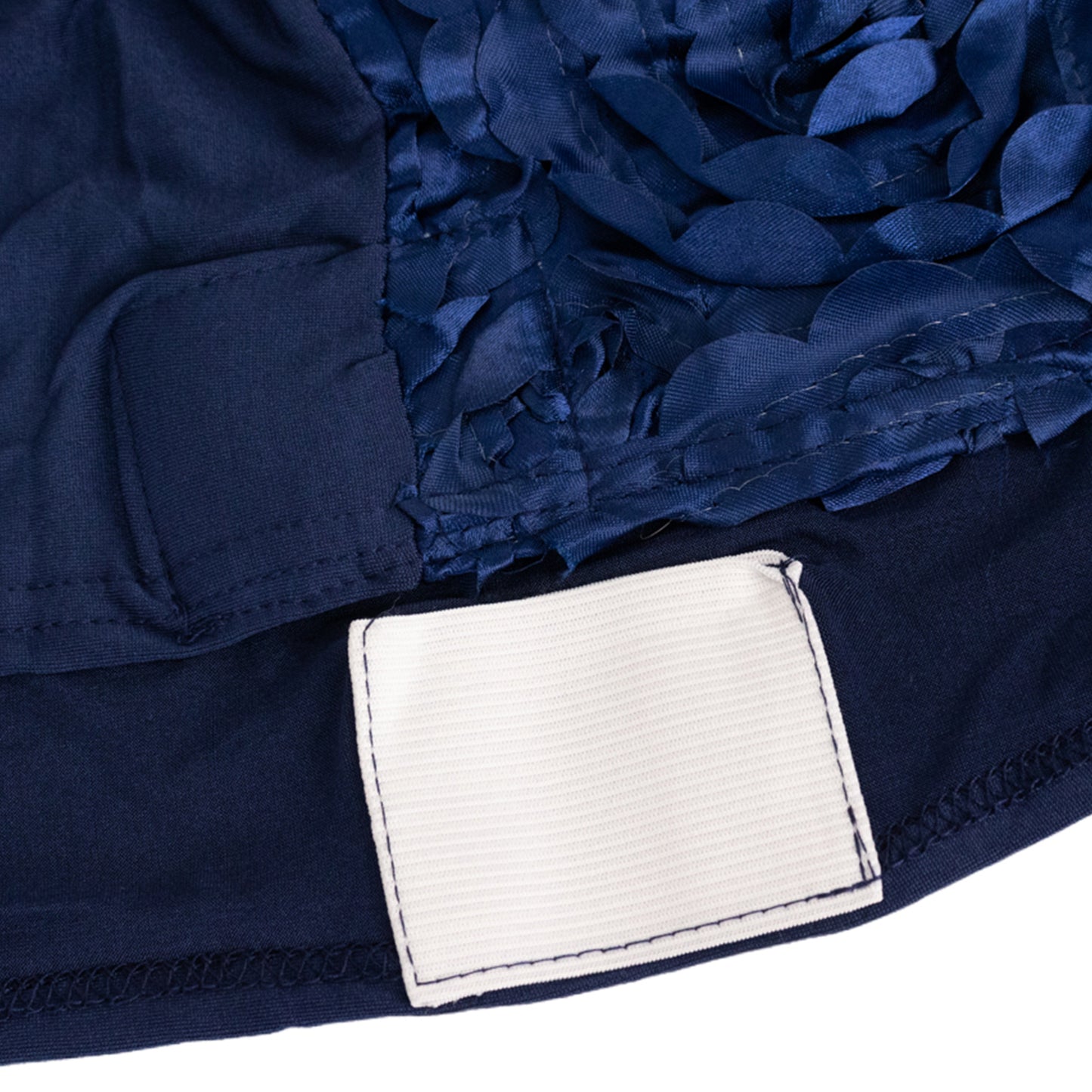 Navy Blue Satin Rosette Spandex Stretch Banquet Chair Cover, Fitted Chair Cover