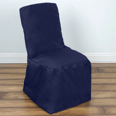 Polyester Square Top Banquet Chair Cover Navy Blue Polyester Square Top Banquet Chair Cover Navy Blue