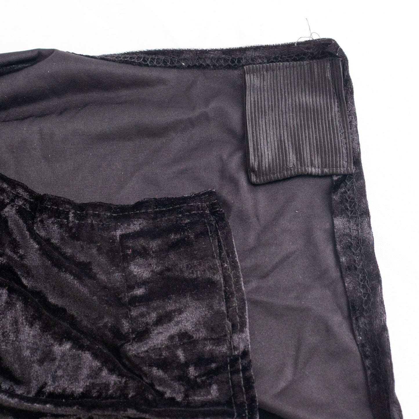 Black Crushed Velvet Spandex Stretch Wedding Chair Cover With Foot Pockets, Fitted Banquet Chair Cover - 190 GSM