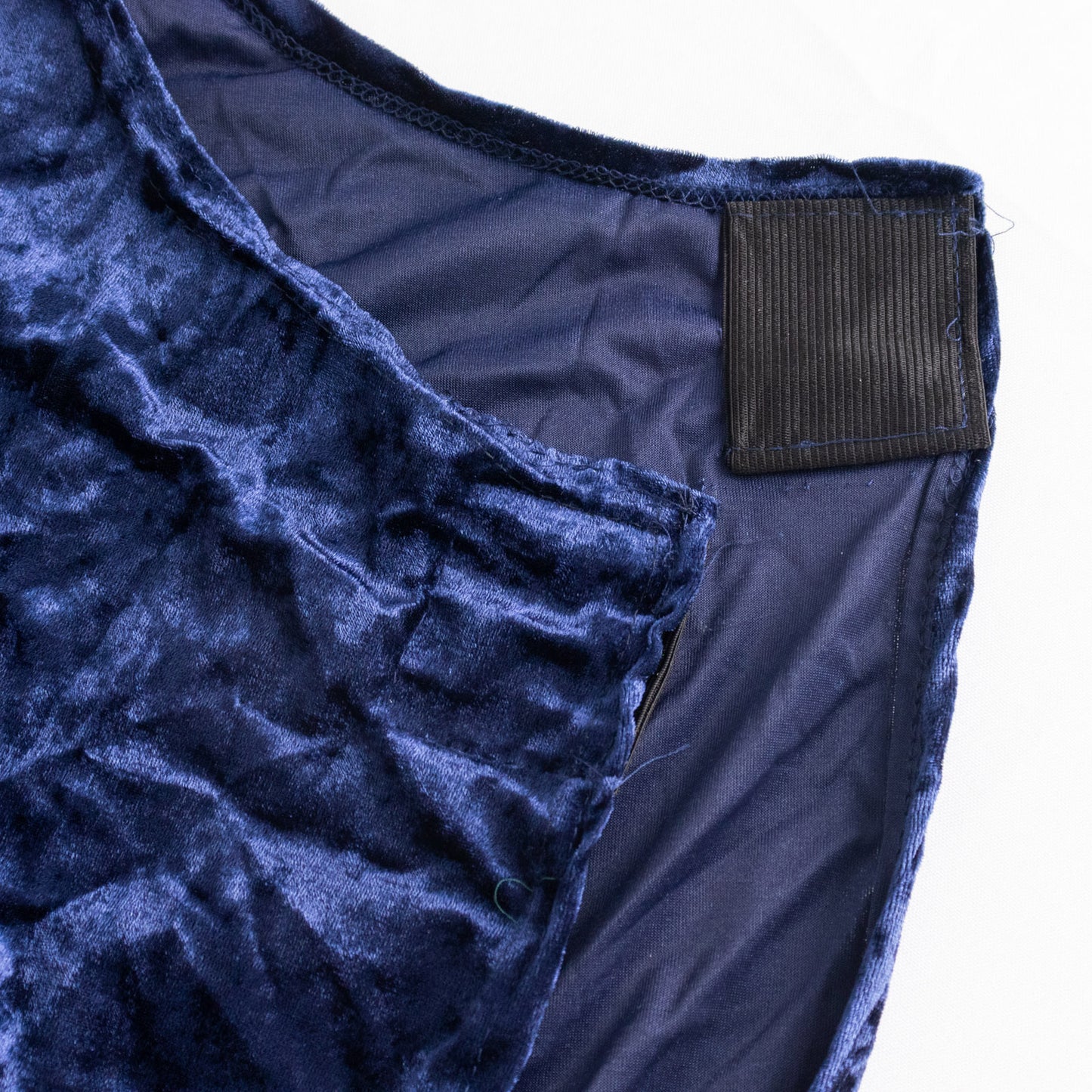 Navy Blue Crushed Velvet Spandex Stretch Wedding Chair Cover With Foot Pockets, Fitted Banquet Chair Cover - 190 GSM