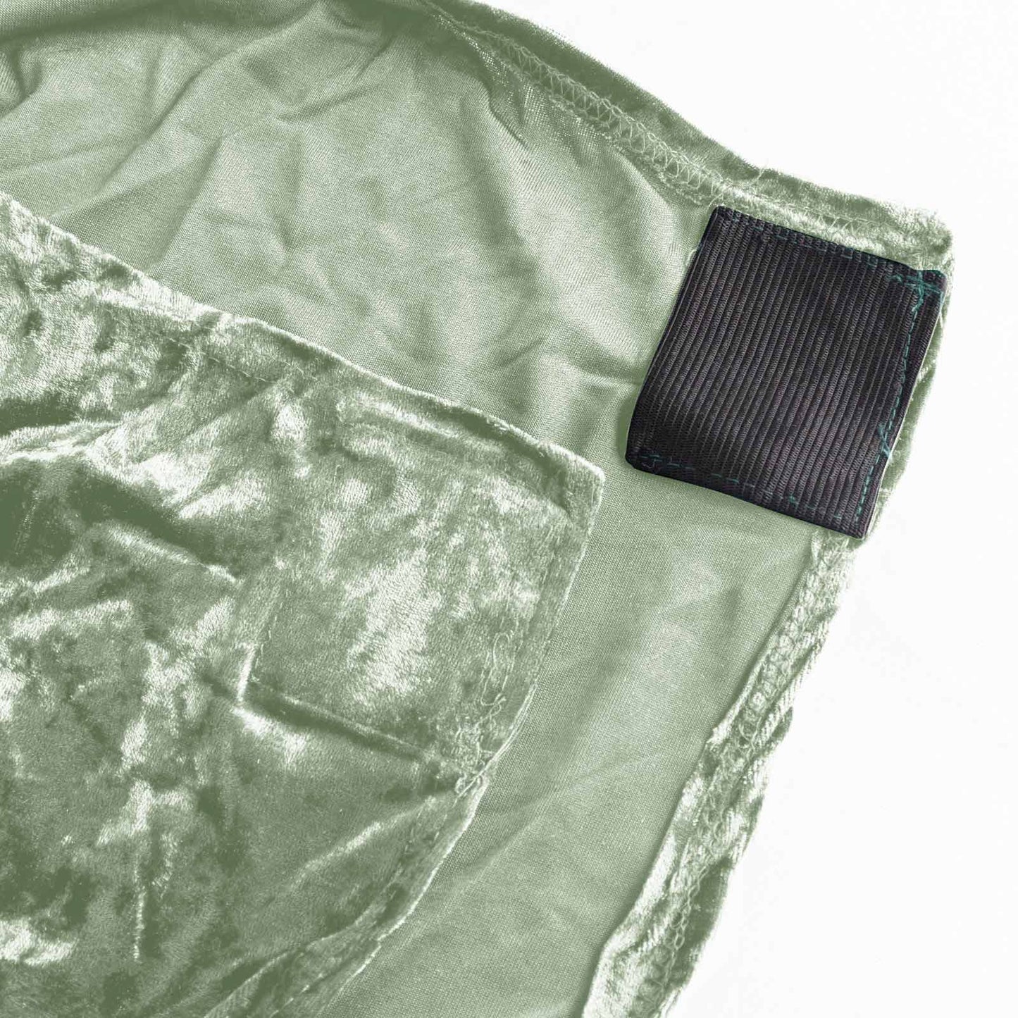 Sage Green Crushed Velvet Spandex Stretch Wedding Chair Cover With Foot Pockets, Fitted Banquet Chair Cover - 190 GSM