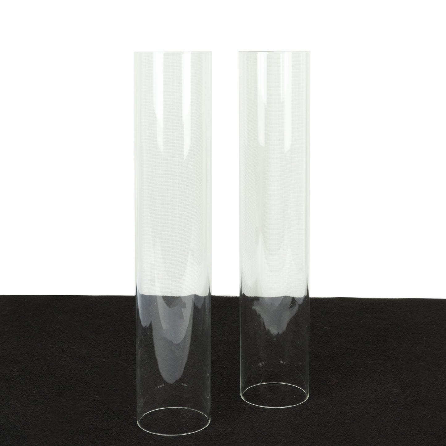 Clear glass candle shades, 12" tall, 2.25" wide open ends, set of 2.