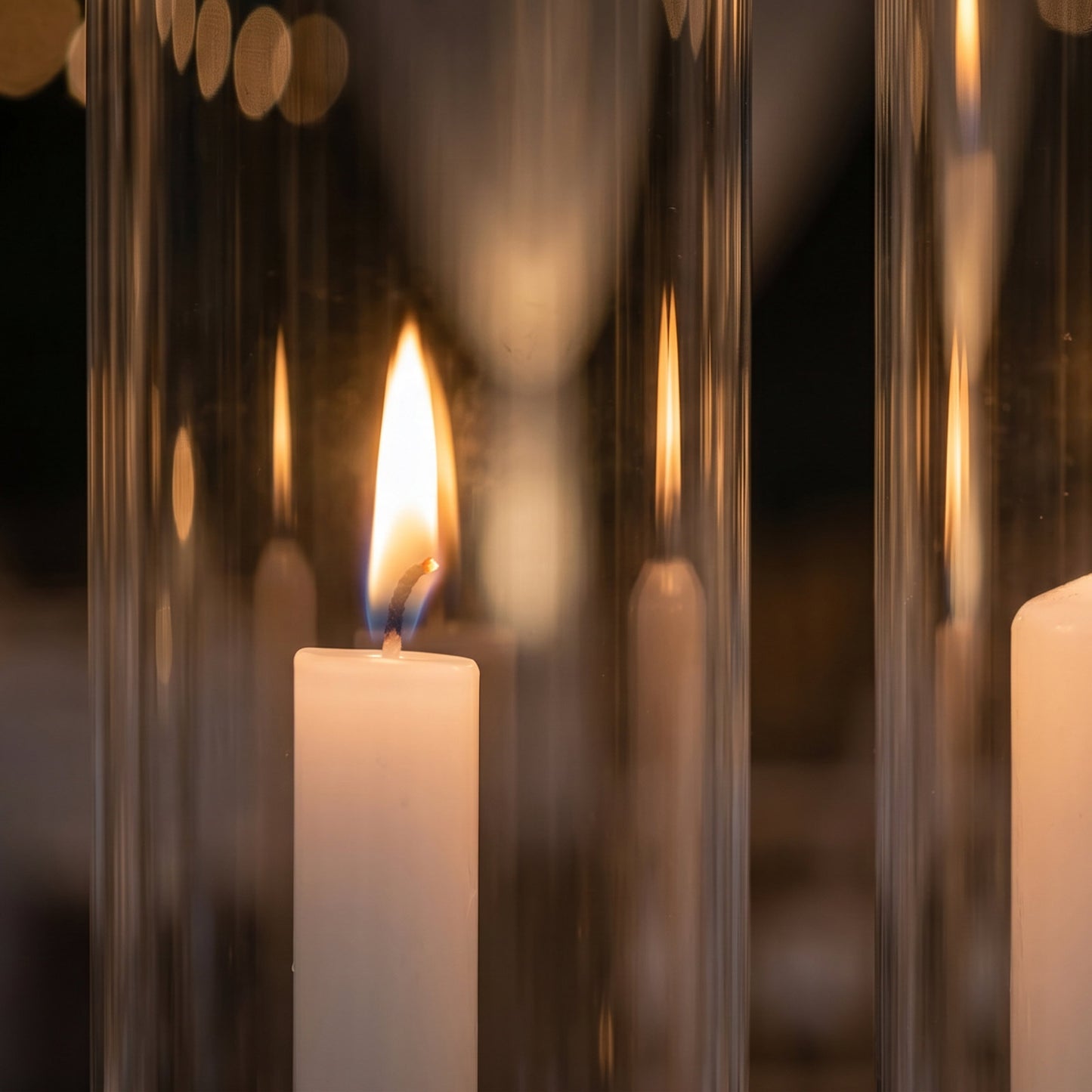 2 Pack Clear Glass Hurricane Candelabra Shades 20" Tall x 4" Dia - Open End Cylinder Candle Covers
