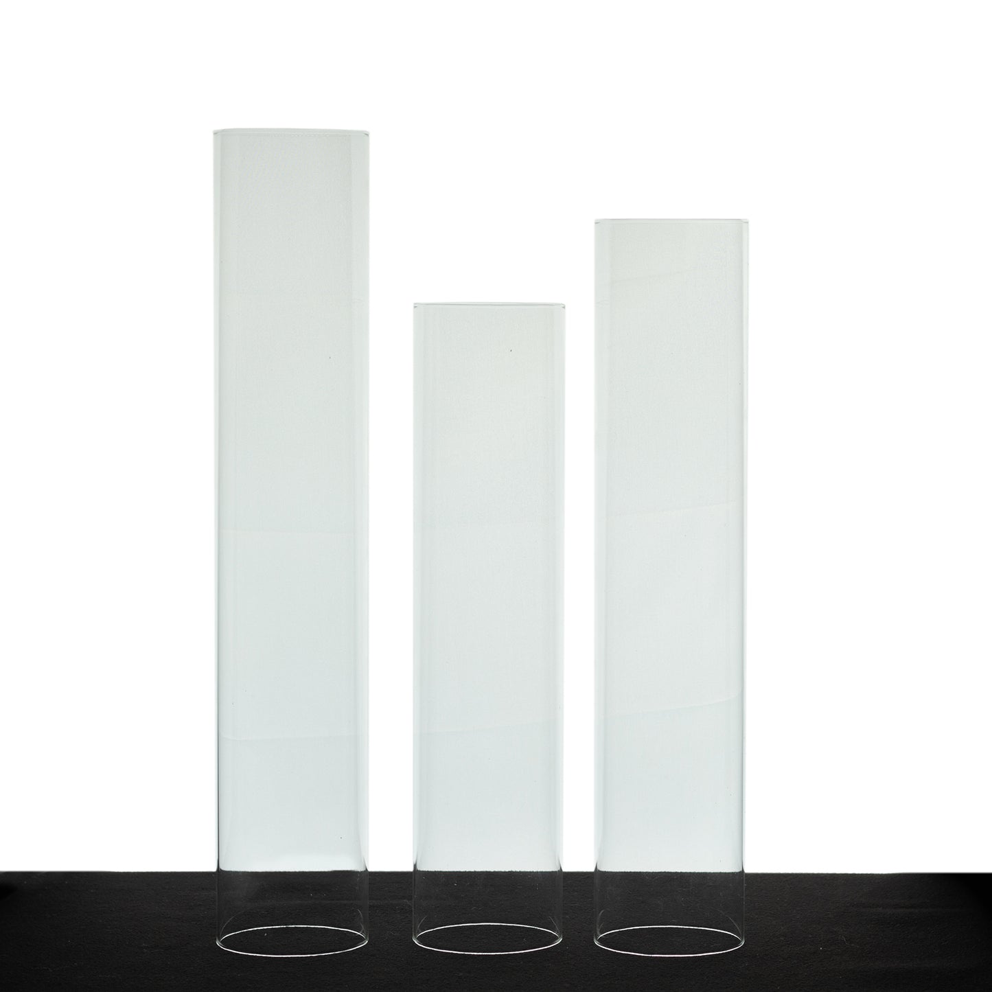 Set of 3 Clear Glass Sleeves for Candles, 3.5" Wide Hurricane Pillar Candle Shades Holder - 15",17",19"