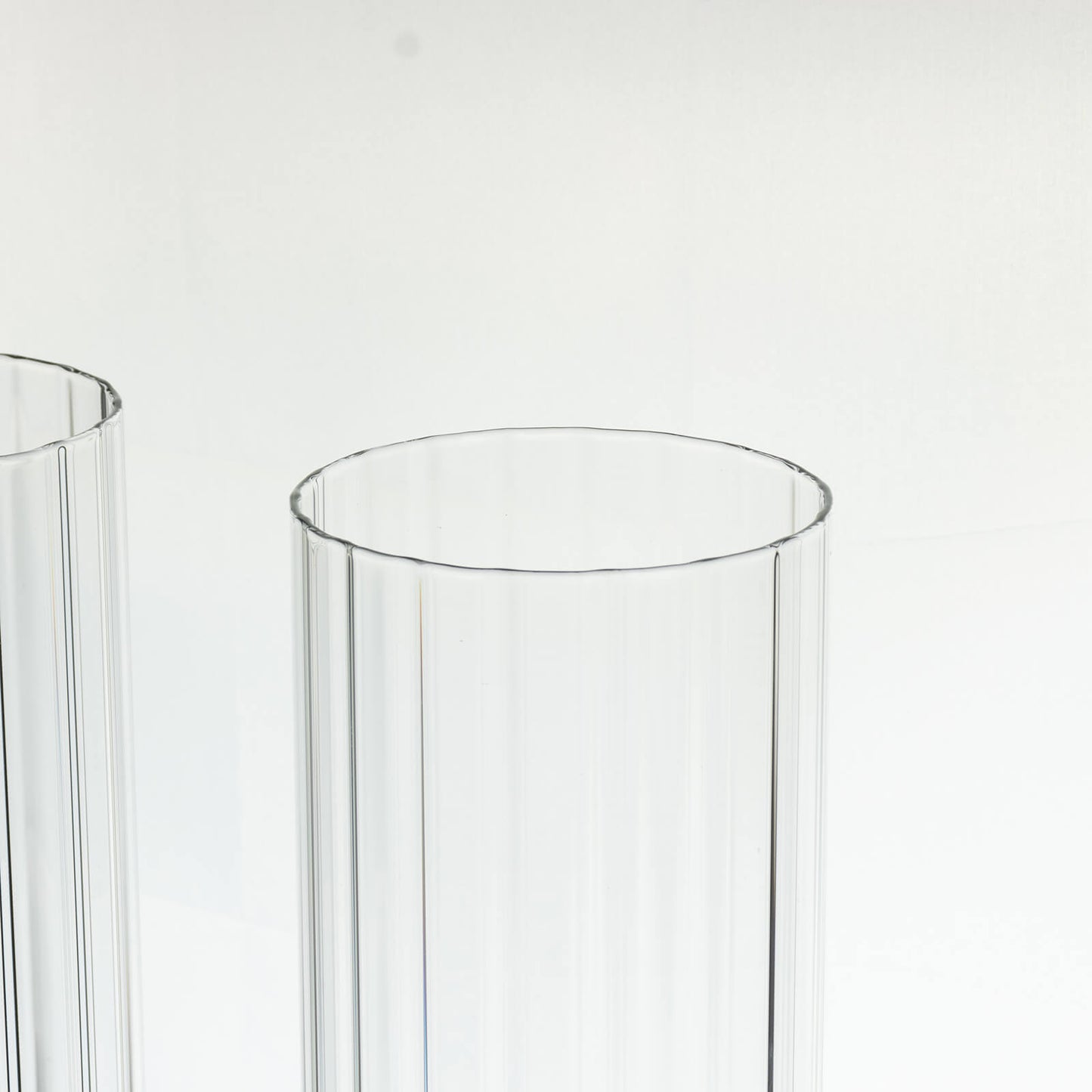 2 Pack Clear Ribbed Candle Holder Glass Shades With Open Ends, Pillar Hurricane Candelabra Candle Shades - 20"