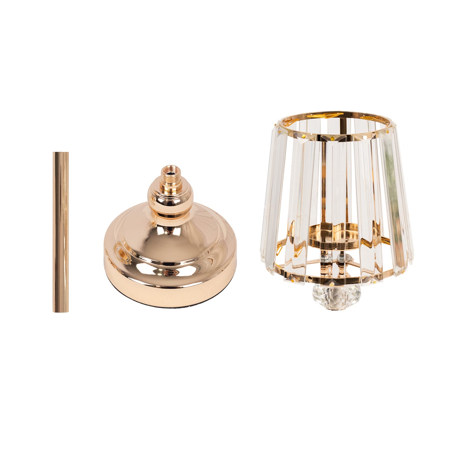 2-Pack 15" Crystal Pendant Candle Holders - Classic Empire Lamp Shade Style in Gold, Votive Candle Stand For Table Centerpieces