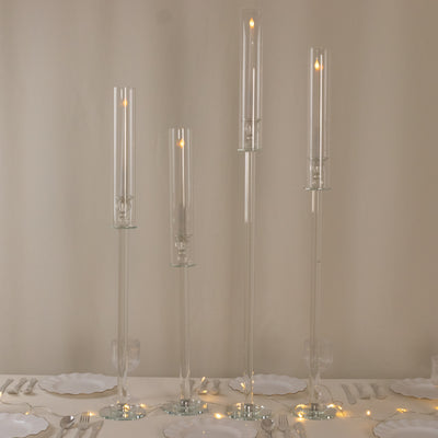 Crystal Glass Hurricane Taper Candle Holders Crystal Glass Hurricane Taper Candle Holders