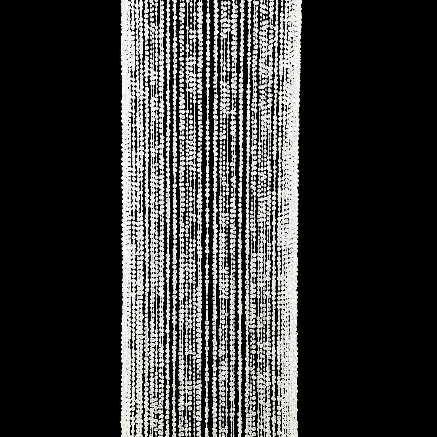 9ft hanging beaded crystal column chandelier with silver metal hoop.