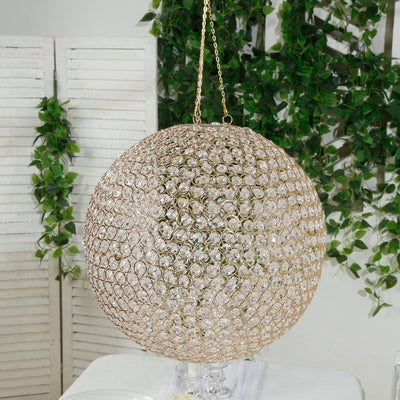 Crystal Globe Pendant Light in Gold and Clear Crystal Globe Pendant Light in Gold and Clear