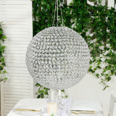 Crystal Globe Pendant Light in Silver Crystal Globe Pendant Light in Silver