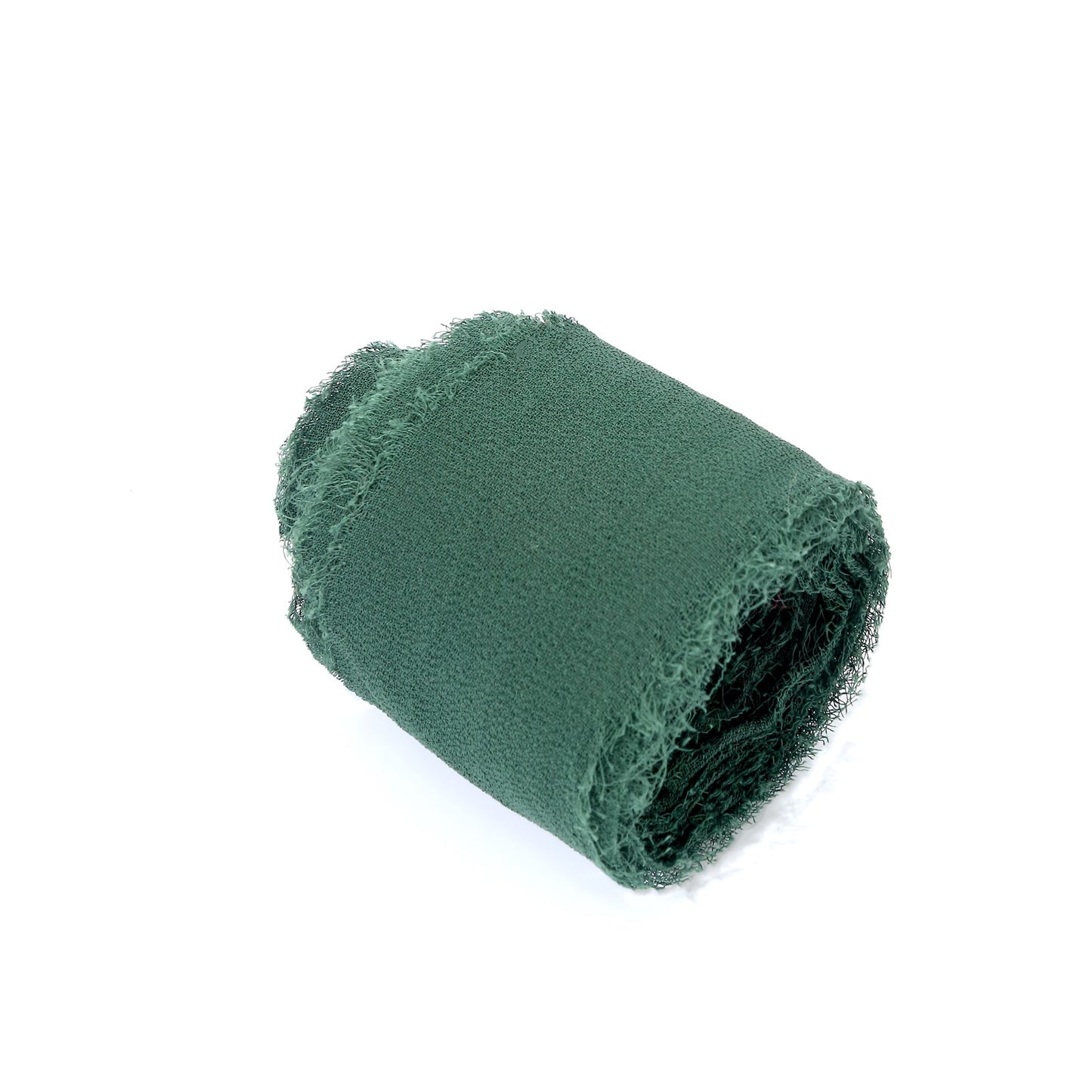 Hunter emerald green chiffon ribbon roll for DIY projects.