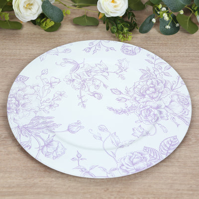 White Lavender Floral Acrylic Charger Plates White Lavender Floral Acrylic Charger Plates