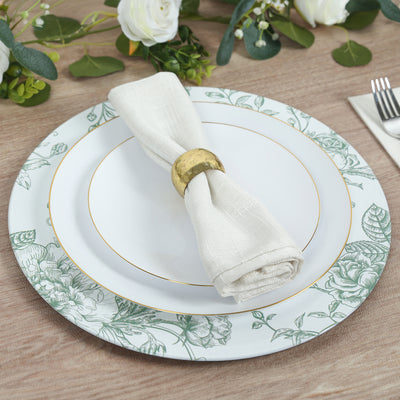 White Sage Green Floral Acrylic Charger Plates White Sage Green Floral Acrylic Charger Plates