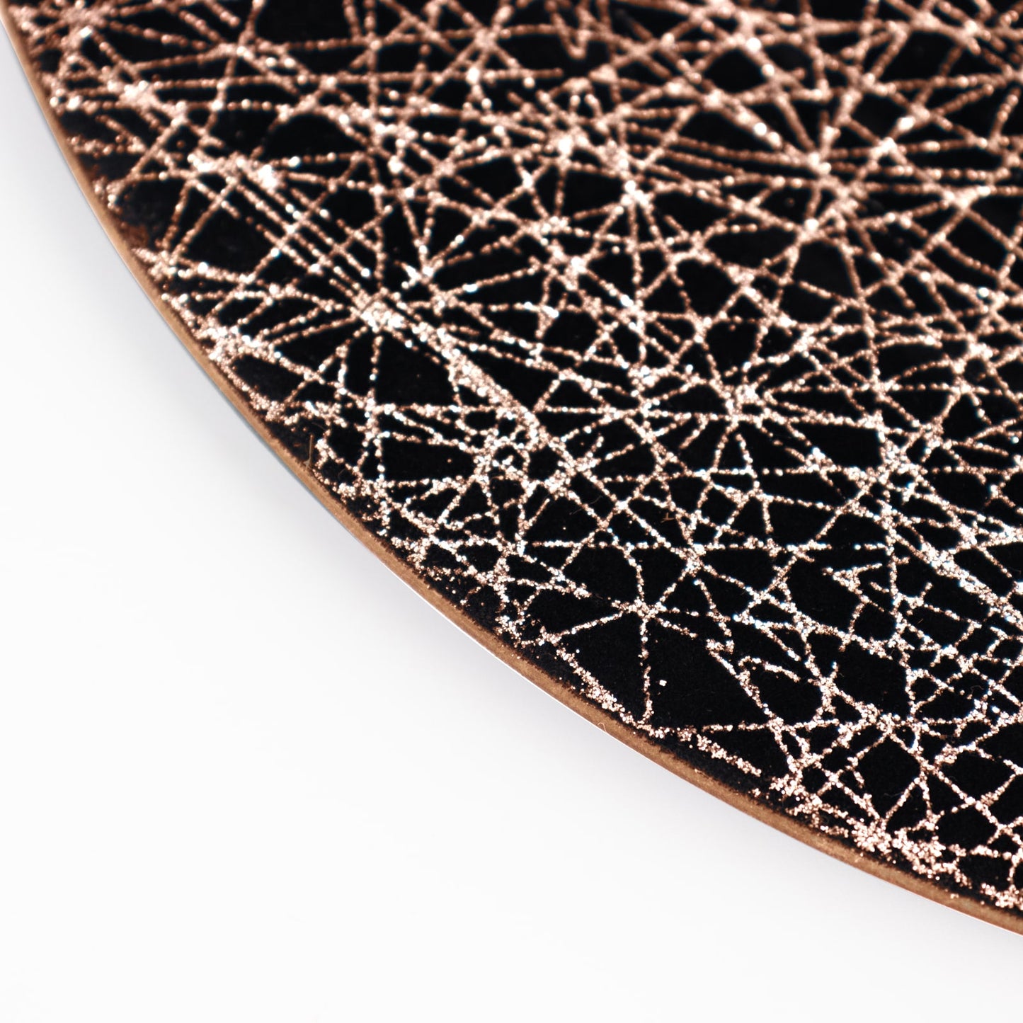 6 Pack Black Glitter Acrylic Charger Plates with Gold Abstract Lines Pattern, 13" Round Dinner Charger Event Tabletop Decor