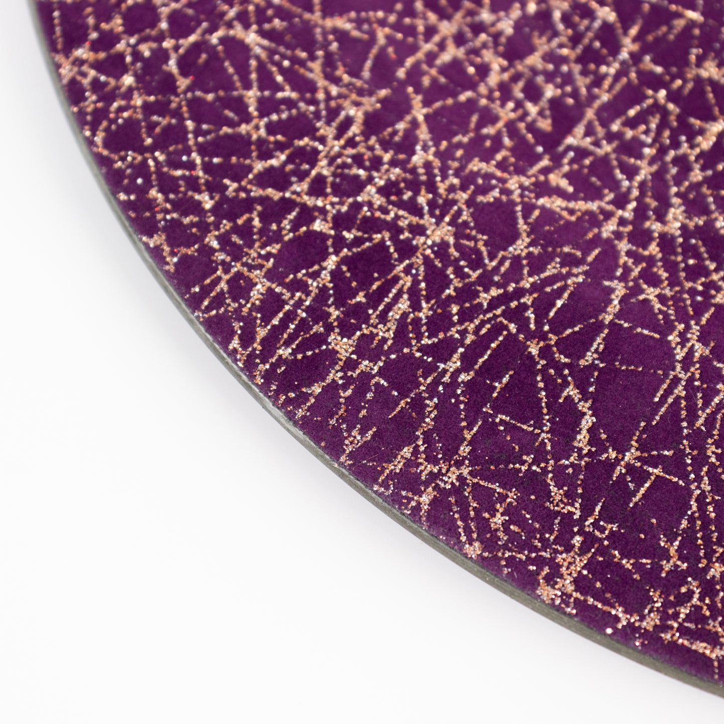 6 Pack Purple Glitter Acrylic Charger Plates with Gold Abstract Lines Pattern, 13" Round Dinner Charger Event Tabletop Decor