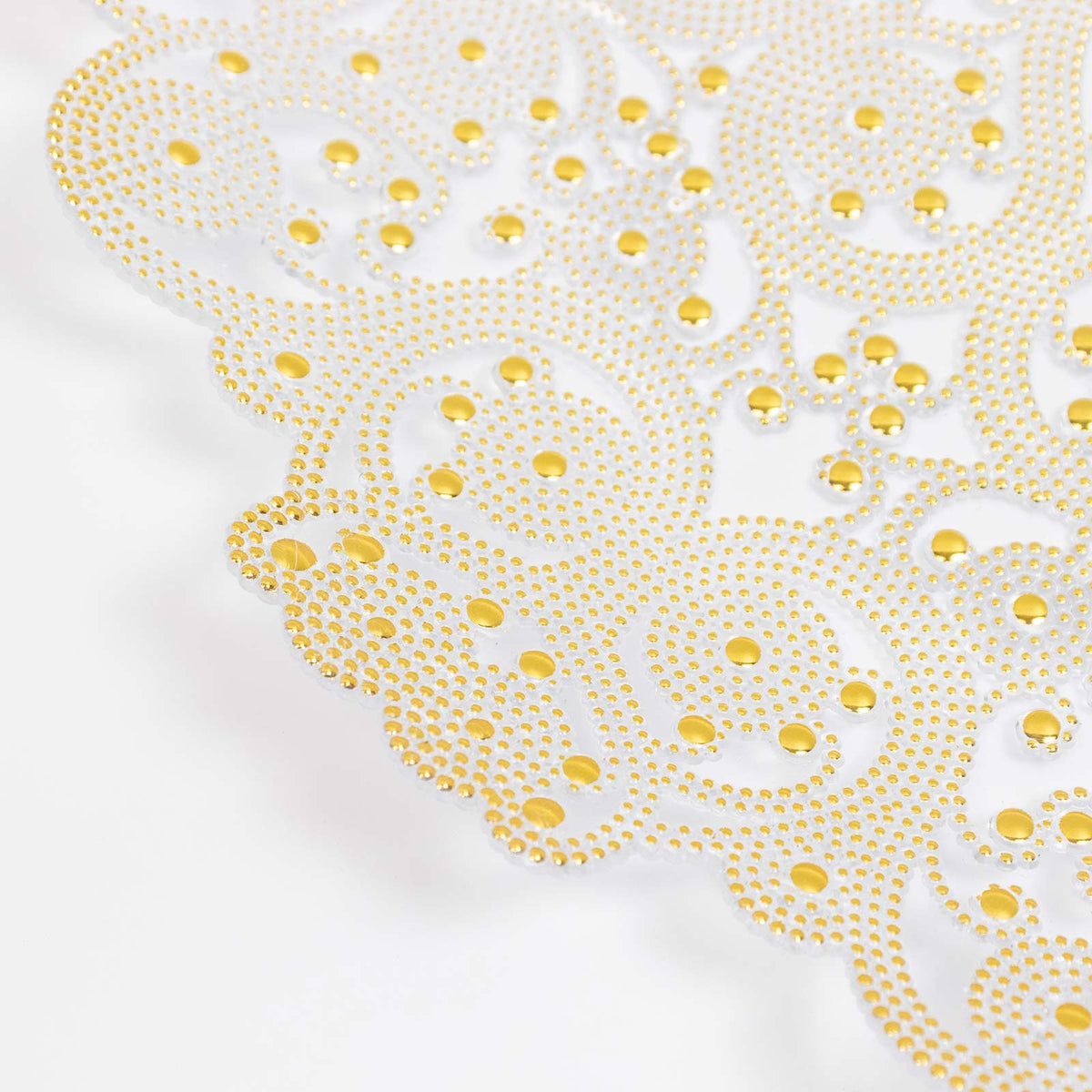 6 Pack 13" Plastic Charger Plates, Filigree Beaded Scroll Design - Clear Gold Table Chargers