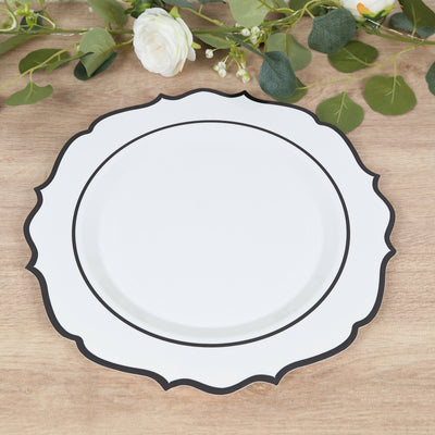 White & Black Scalloped Charger Plates White & Black Scalloped Charger Plates