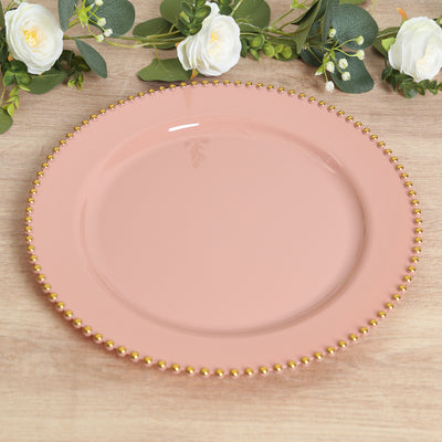 Dusty Rose Gold Beaded Charger Plates 13" Dusty Rose Gold Beaded Charger Plates 13"