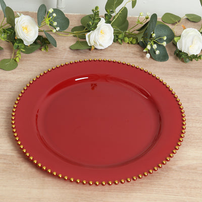 Red Gold Beaded Charger Plates Red Gold Beaded Charger Plates