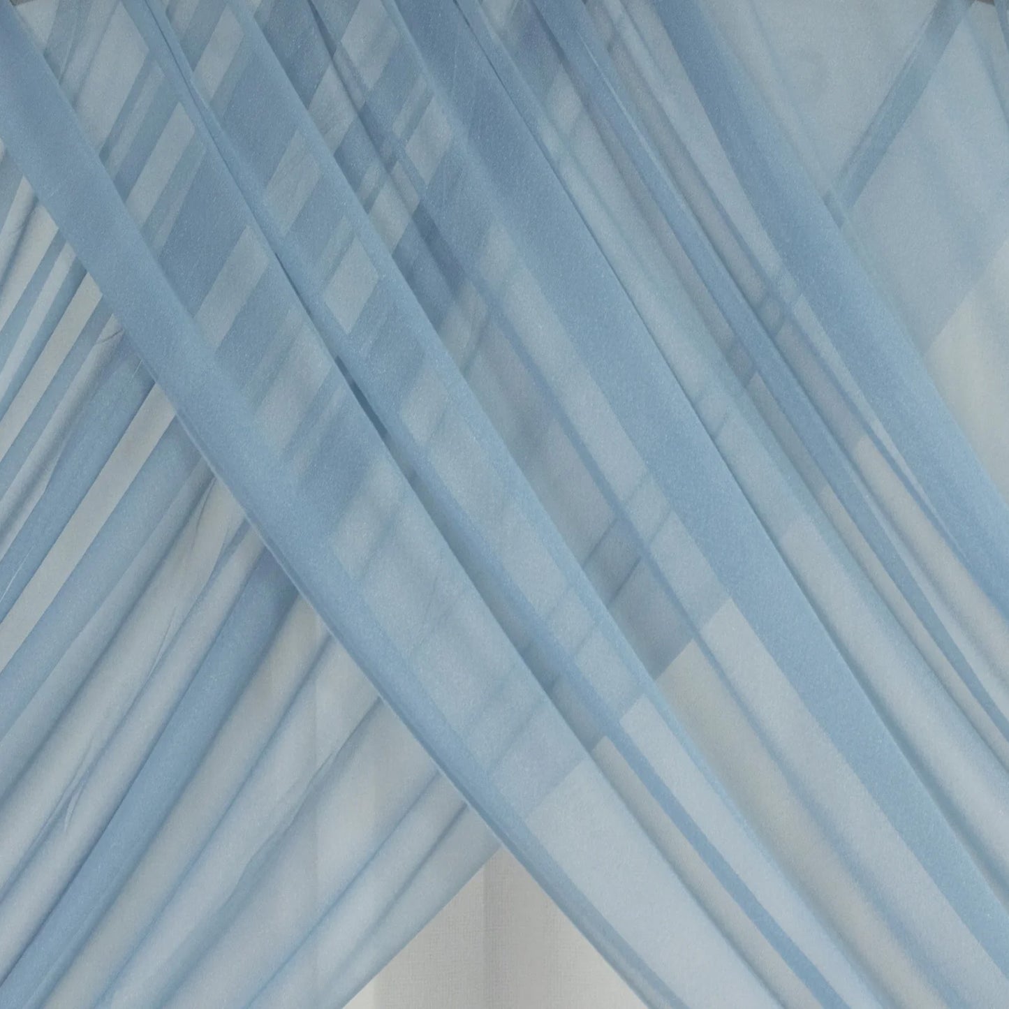 Dusty blue sheer backdrop drape for wedding arch and ceiling decor. #whtbkgd