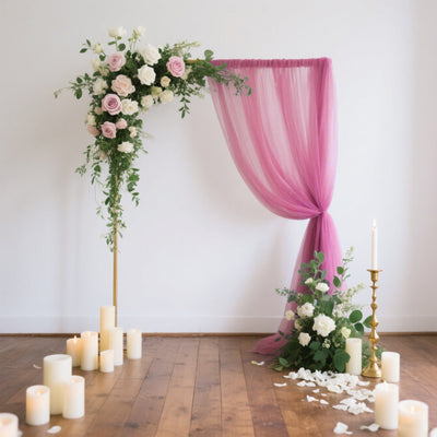 Mauve Cinnamon Rose Sheer Chiffon Backdrop Curtain Mauve Cinnamon Rose Sheer Chiffon Backdrop Curtain