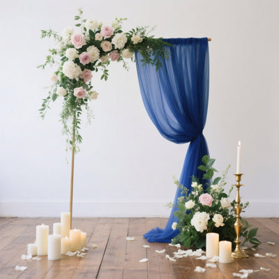 Navy Blue Sheer Chiffon Backdrop Curtain Navy Blue Sheer Chiffon Backdrop Curtain