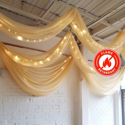 Elevate Your Event with Premium Champagne Chiffon Curtain Panels Elevate Your Event with Premium Champagne Chiffon Curtain Panels