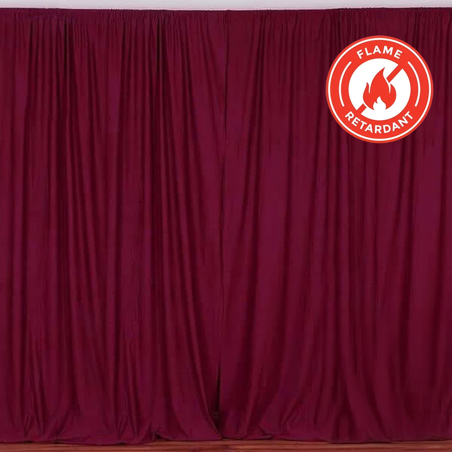 Burgundy Fire Retardant Polyester Curtain Panel Backdrops With Rod Pockets - 10ftx10ft#whtbkgd
