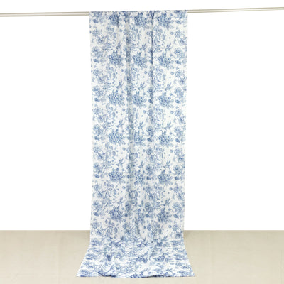 French Toile Polyester Backdrop Curtain – Blue French Toile Polyester Backdrop Curtain – Blue