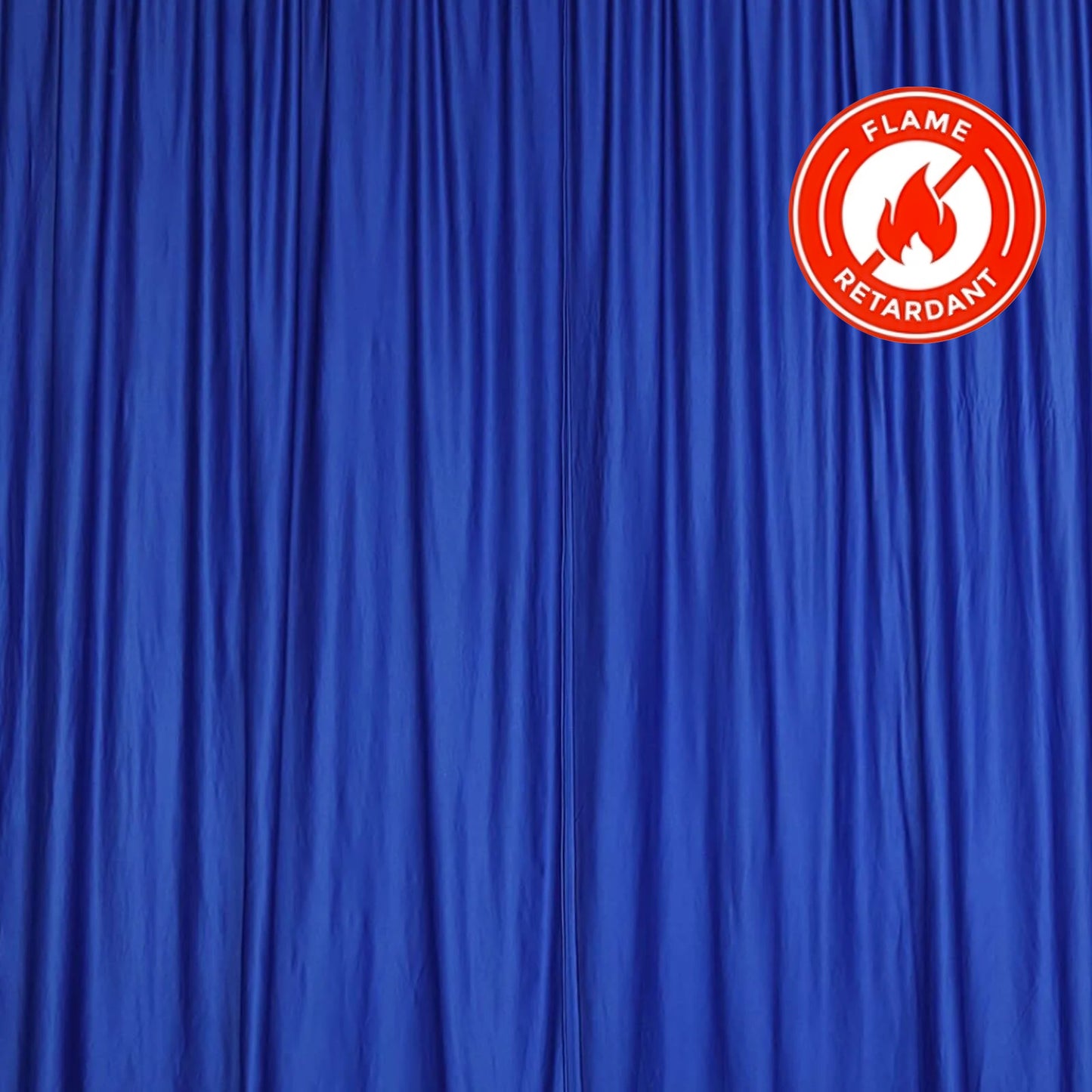 Royal blue backdrop drape curtains, flame-resistant and wrinkle-free. #whtbkgd