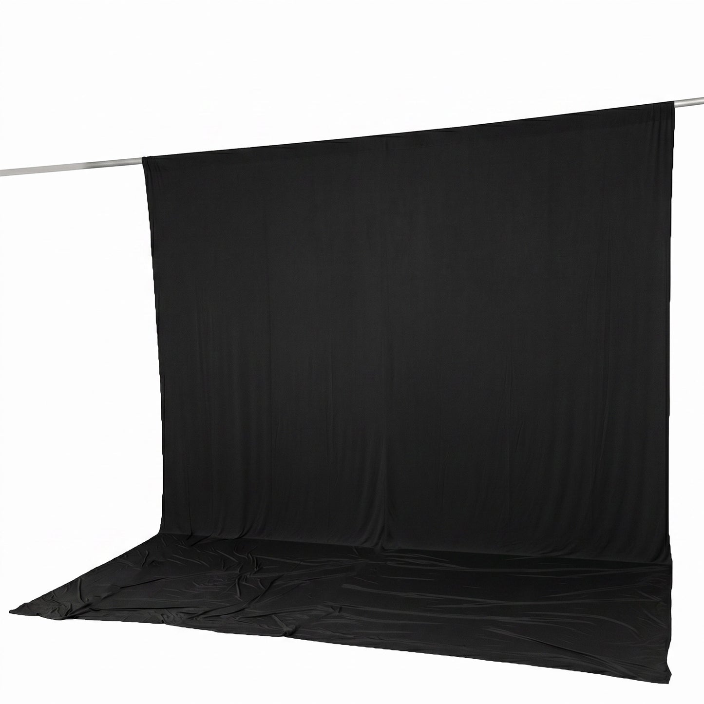 10ft x 12ft Spandex Backdrop Curtain Black, 4-Way Stretch Wrinkle-Free Photo Booth Backdrop with Rod