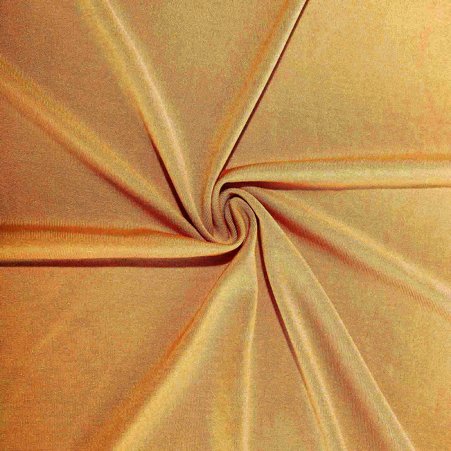 Gold 4-way stretch spandex event curtain drapes, wrinkle-free backdrop panel.