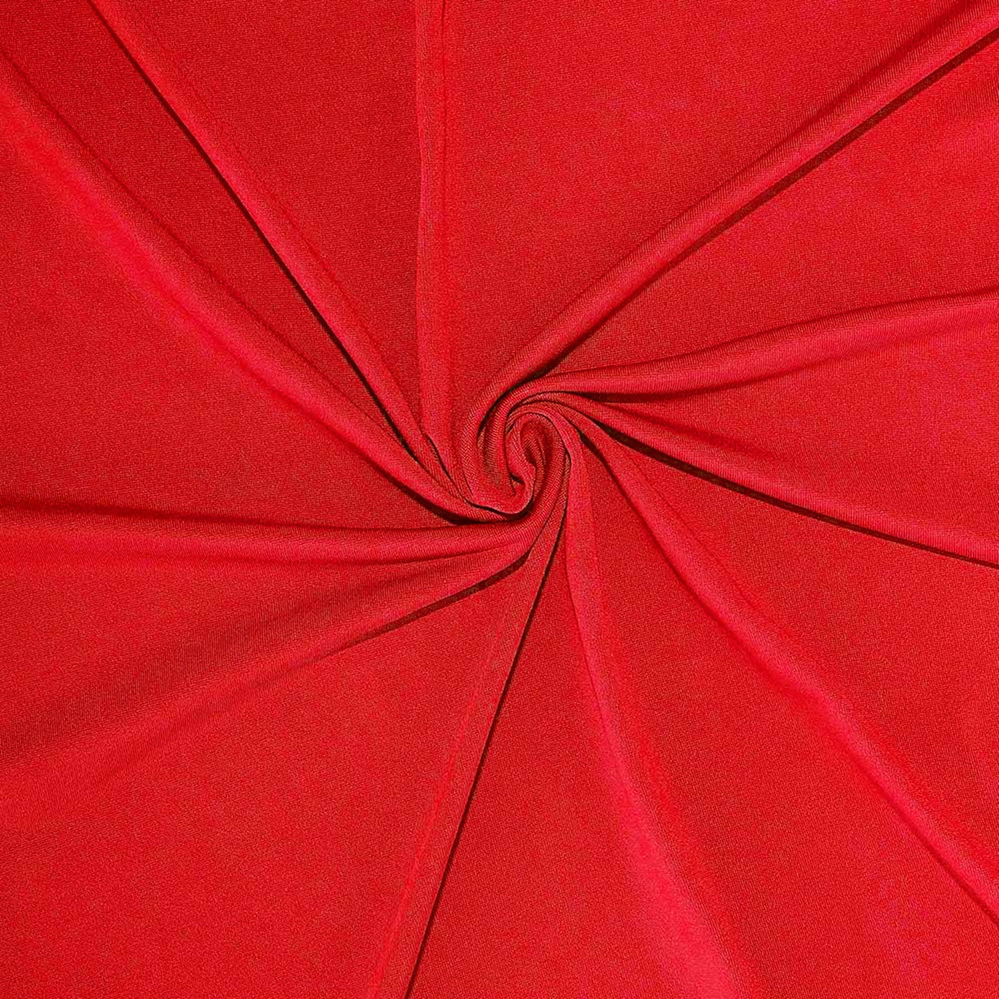 Red 4-way stretch spandex event curtain drapes, wrinkle-free backdrop panel.