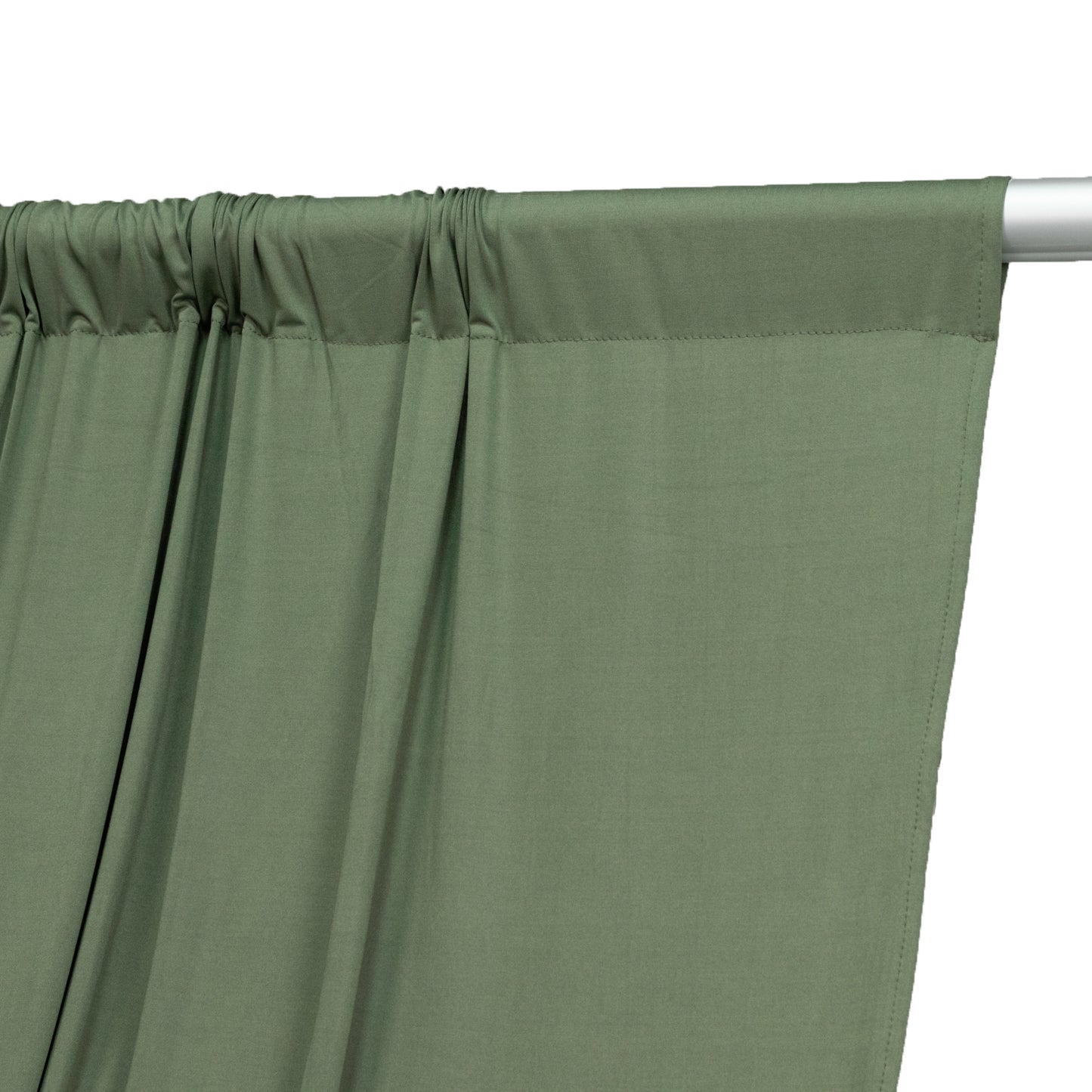 Dusty sage green 4-way stretch spandex event curtain drape.