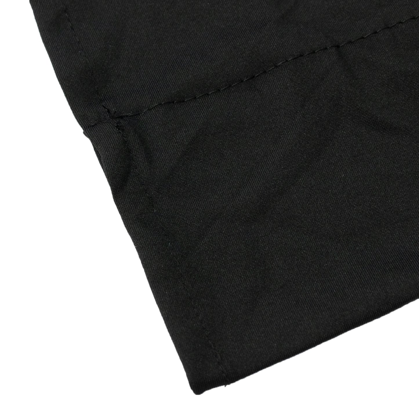 Black spandex ceiling drape panel, 5ft x 32ft, wrinkle-free fabric.
