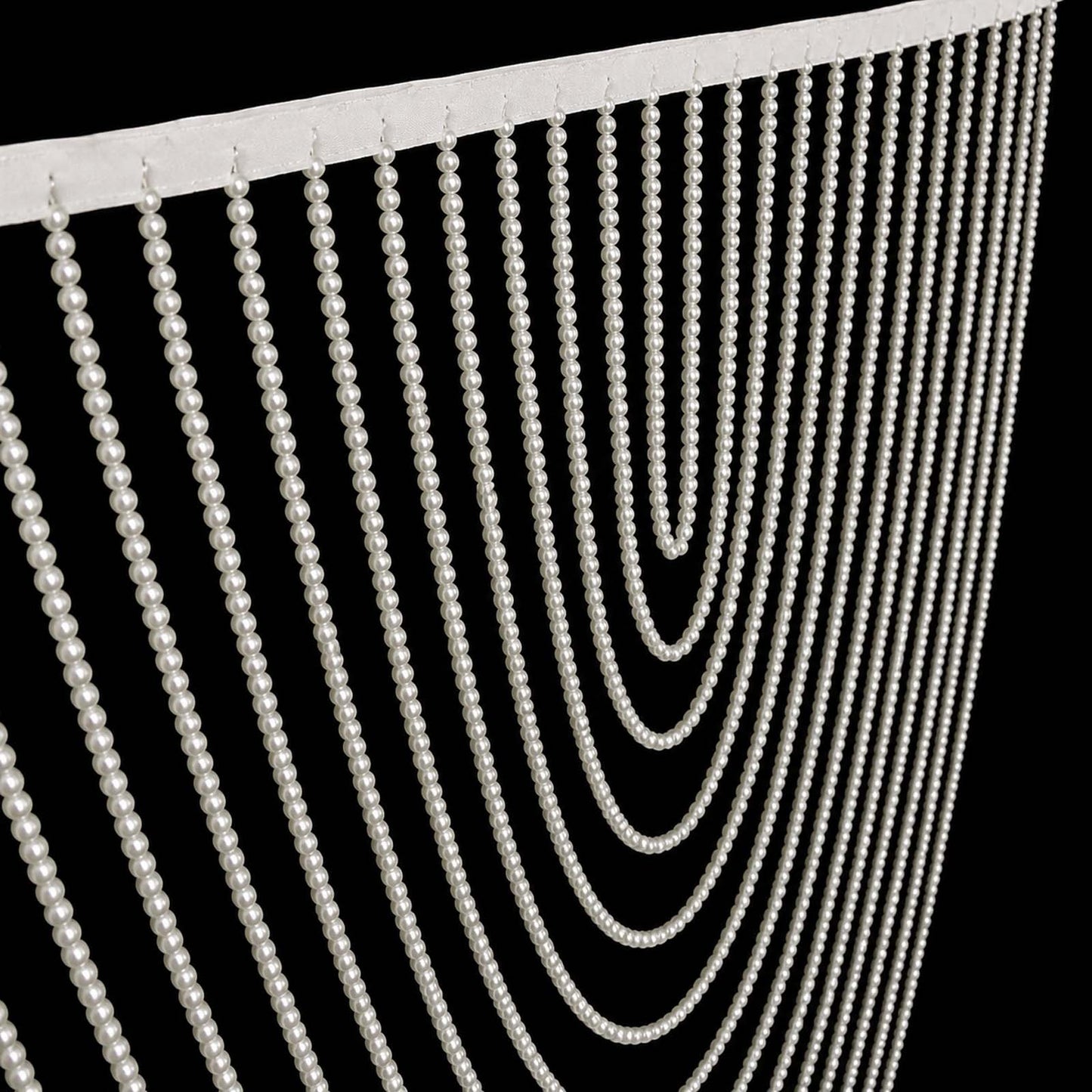 Faux Pearl Beaded Curtain – White Single Swag Valance Backdrop for Doorway, Arch or Wall Décor, 4ft