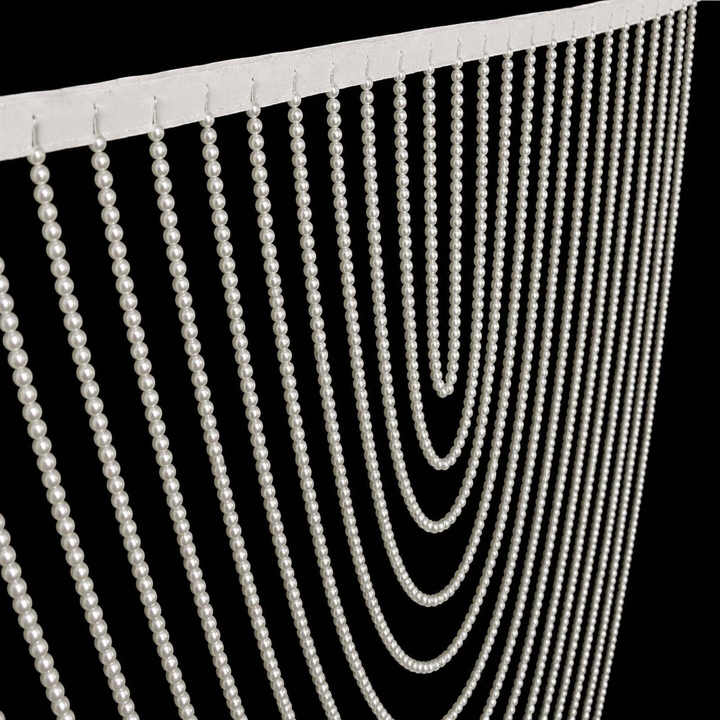 Faux Pearl Beaded Curtain – White Single Swag Valance Backdrop for Doorway, Arch or Wall Décor, 4ft