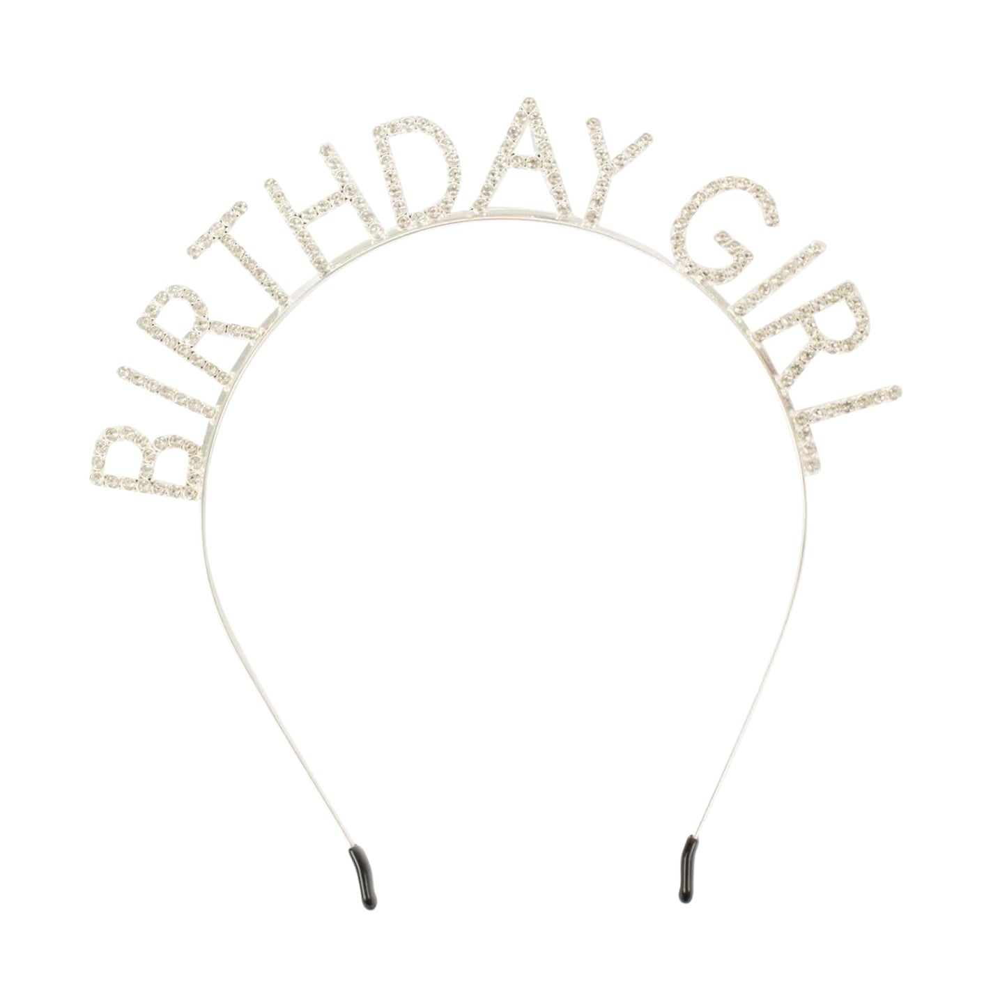 7" Silver Metal Diamond "Birthday Girl" Crown, Rhinestone Tiara Headband