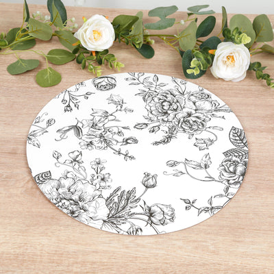 French Toile Disposable Placemats in Matte Black and White French Toile Disposable Placemats in Matte Black and White