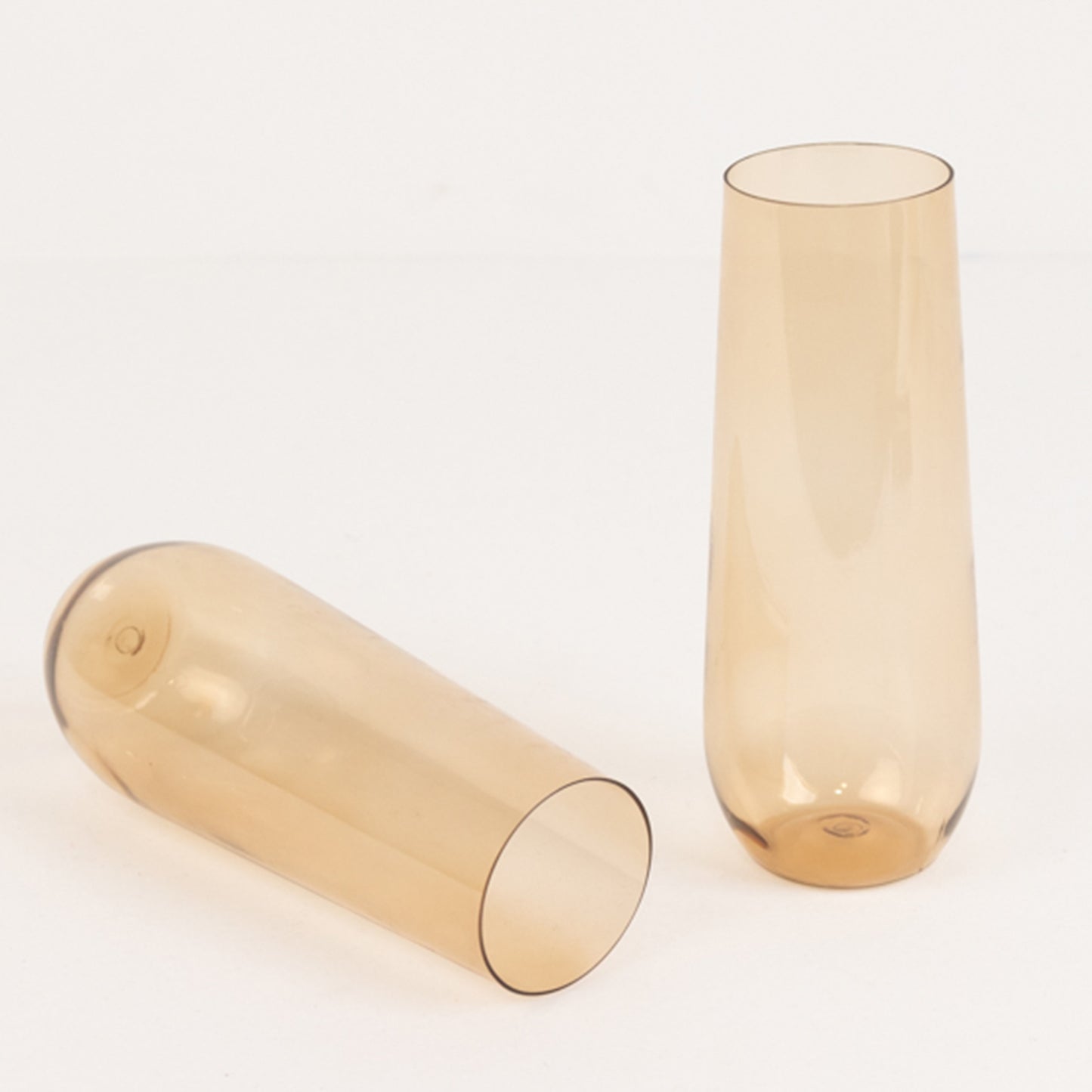 12 Pack Plastic Champagne Glasses in Amber Gold, Reusable Lightweight Champagne Flutes 9oz