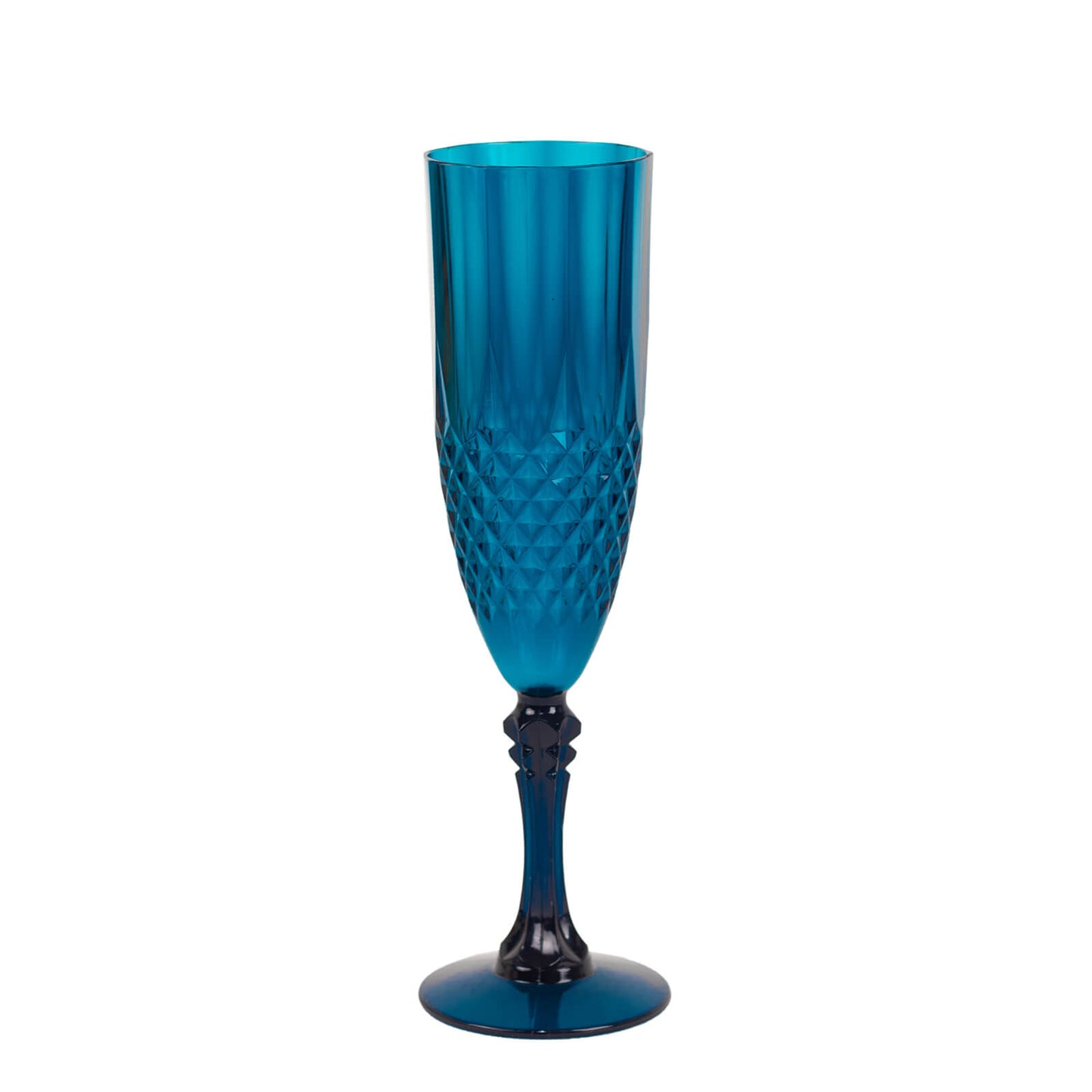 Navy blue shatterproof champagne flute glass, 8oz, reusable, 6 pack.