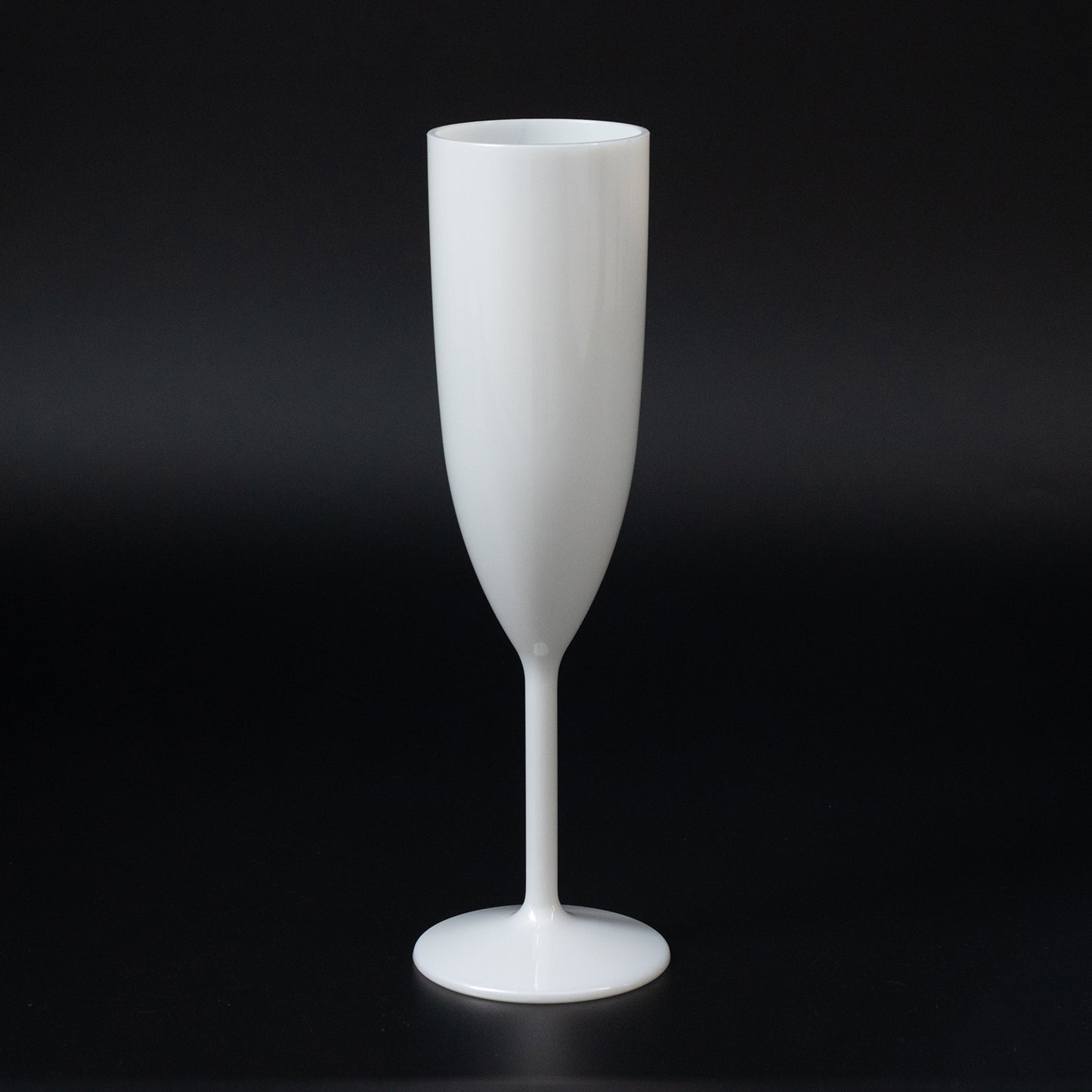 Pearl white shatterproof champagne flute for celebrations.