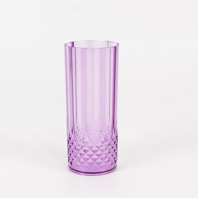 Transparent Purple Crystal Cut Reusable Plastic Highball Glasses Transparent Purple Crystal Cut Reusable Plastic Highball Glasses