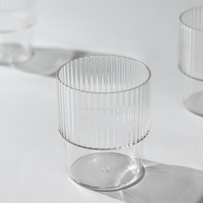 Shatterproof and Reusable Clear Ribbed Plastic Tumblers Shatterproof and Reusable Clear Ribbed Plastic Tumblers