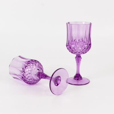 Beautiful Purple Wine Goblets with Crystal-Cut Finish Beautiful Purple Wine Goblets with Crystal-Cut Finish