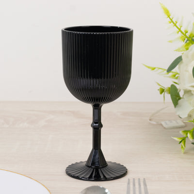 Black Ribbed Plastic Wine Goblets – Reusable 12-Pack Shatterproof Black Ribbed Plastic Wine Goblets – Reusable 12-Pack Shatterproof